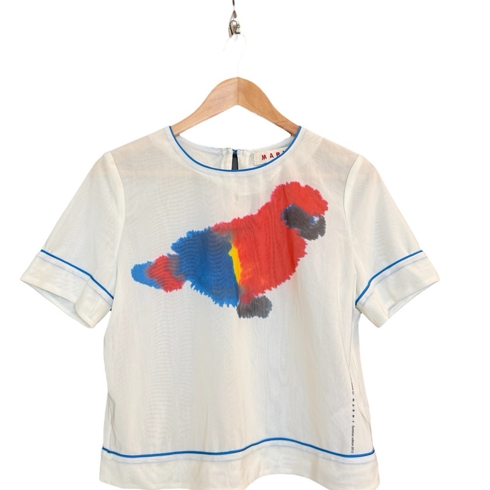 Marni size 8 EUC “Summertime 🦜” Saturday morn shear poly/cotton slight crop rare